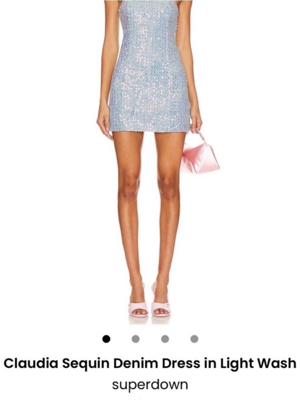 superdown Claudia Sparkle Sequin Mini Dress in Light wash